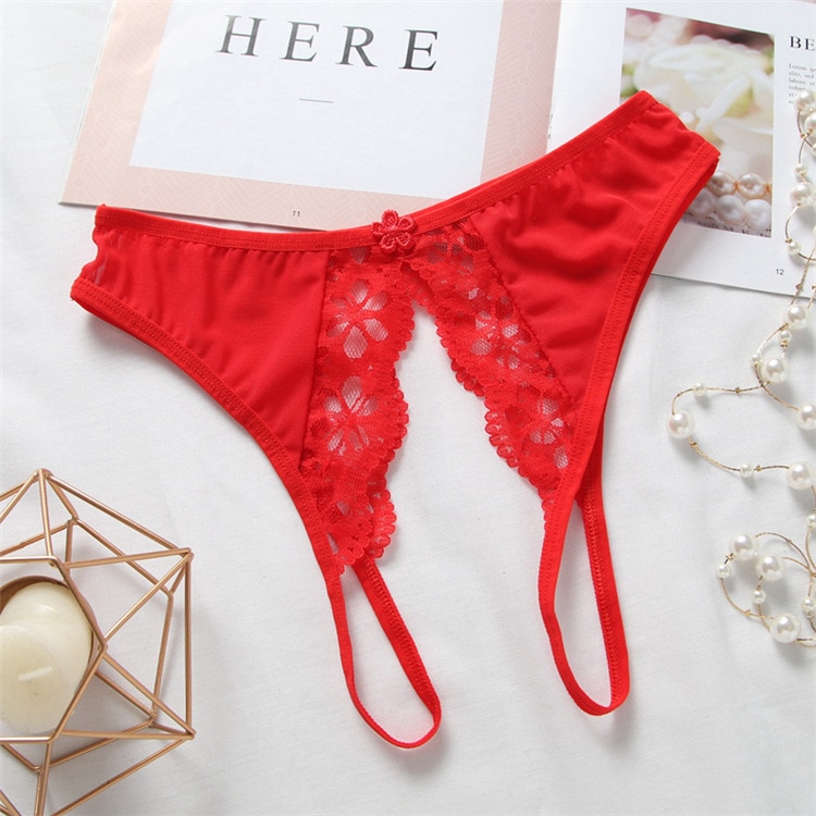 Lace Transparent Crotchless Panties