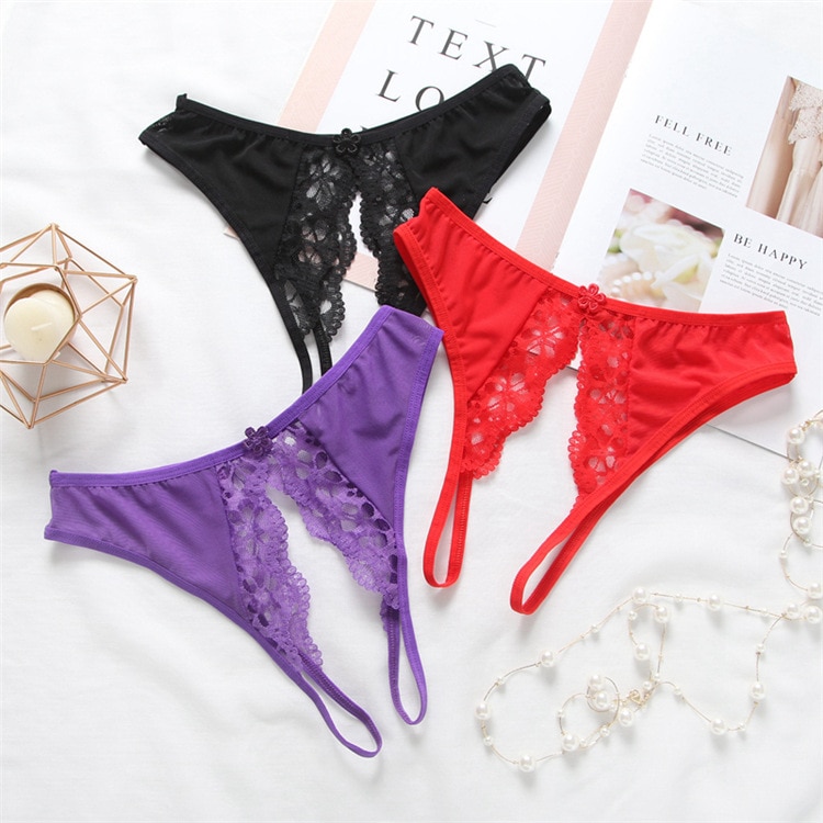 Lace Transparent Crotchless Panties