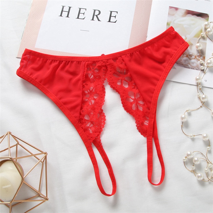 Lace Transparent Crotchless Panties
