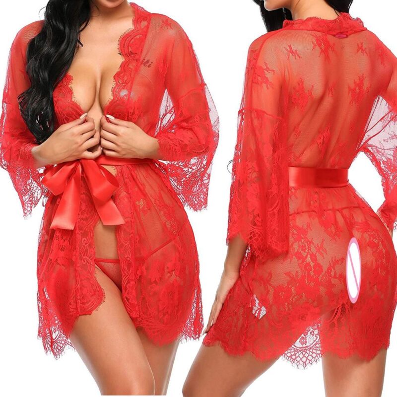 Women's Sexy Mesh Robe and G-Strings Set - Image 5