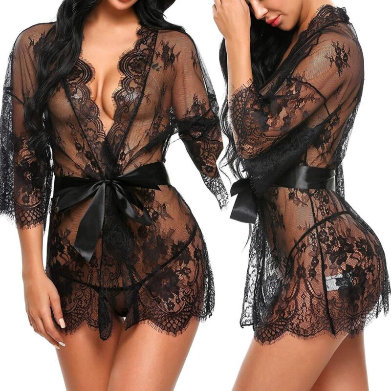 Women's Sexy Mesh Robe and G-Strings Set - Image 3