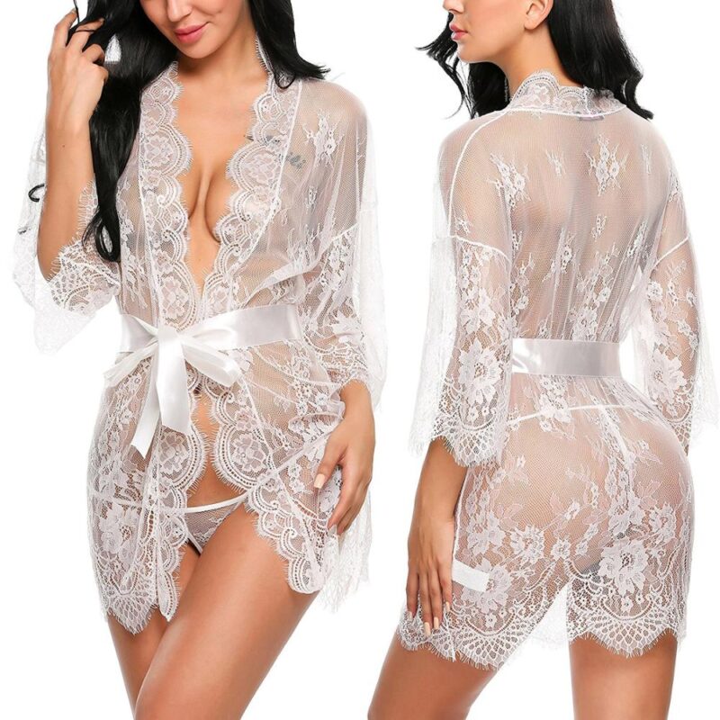 Women's Sexy Mesh Robe and G-Strings Set - Image 4