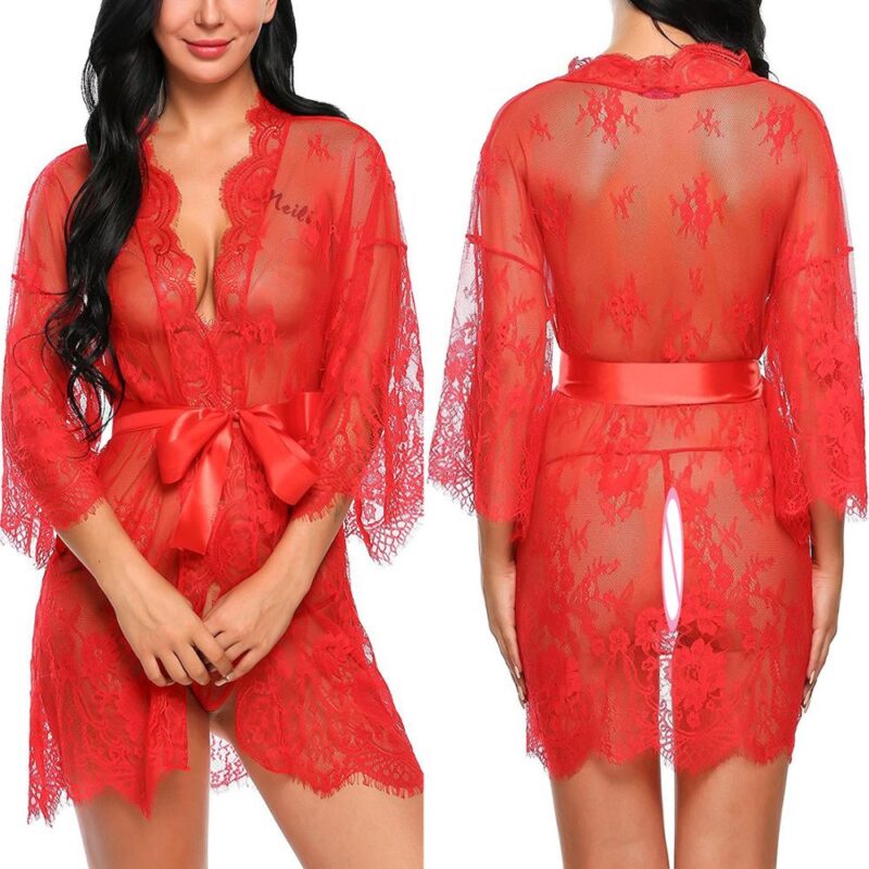 Women's Sexy Mesh Robe and G-Strings Set - Image 7