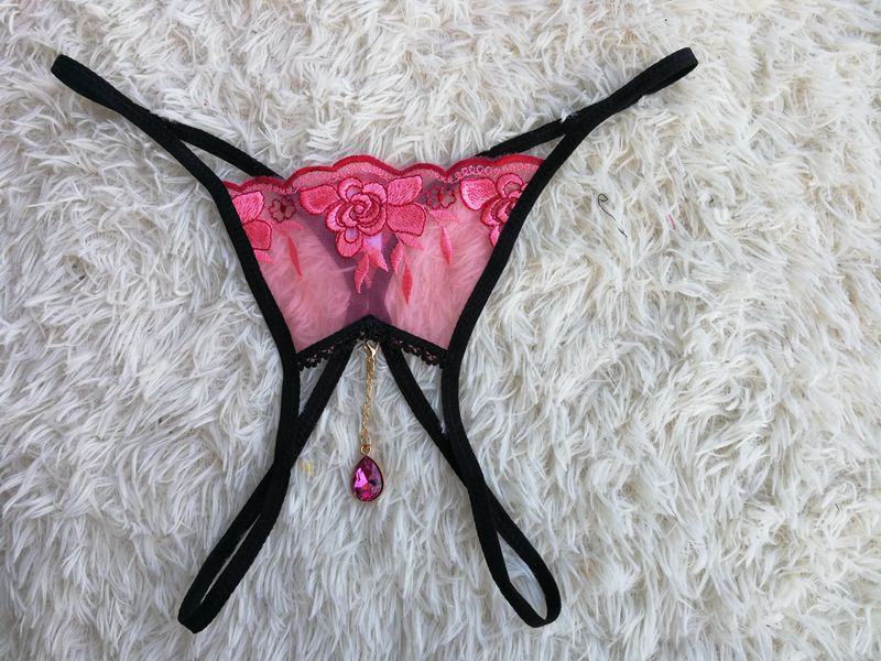 Sexy Embroidered Open Crotch Panties