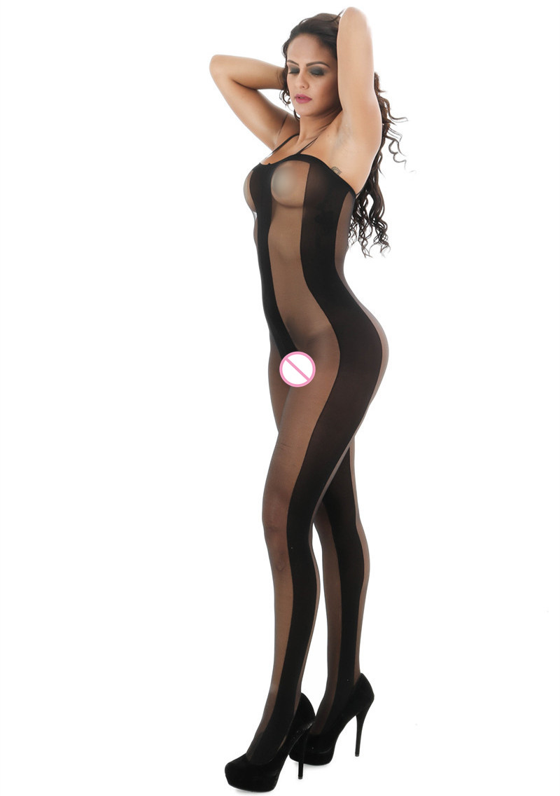 Soft Net Elastic Bodystocking with Open Crotch