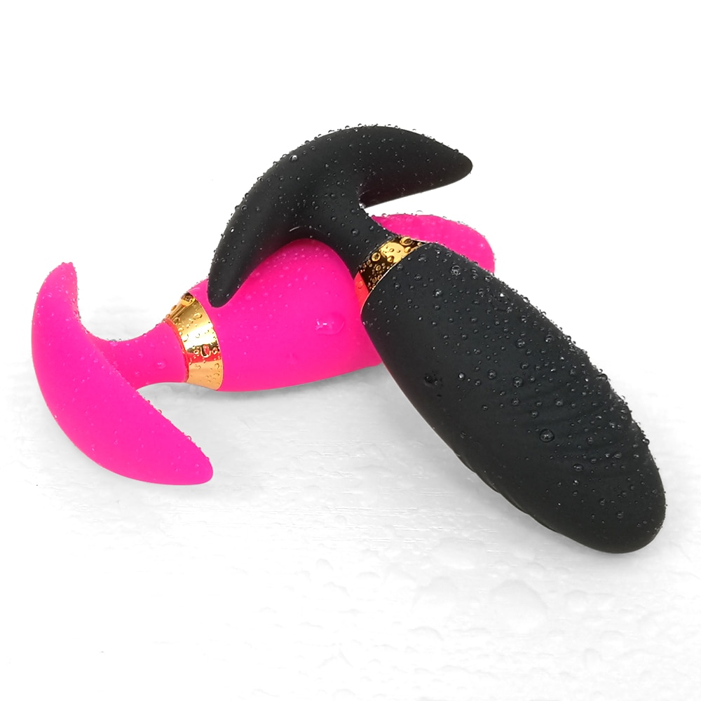 Black - Rose Design Anal Plug Vibrator