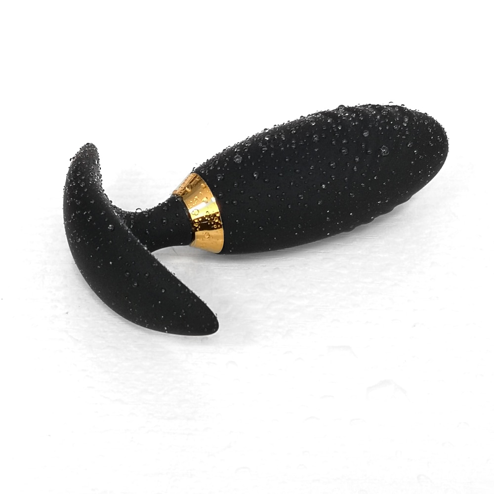 Black - Rose Design Anal Plug Vibrator