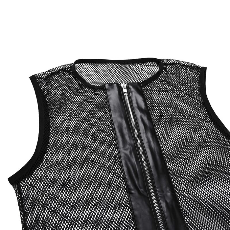 Men's Black Mesh Sexy Tank Top - Image 6