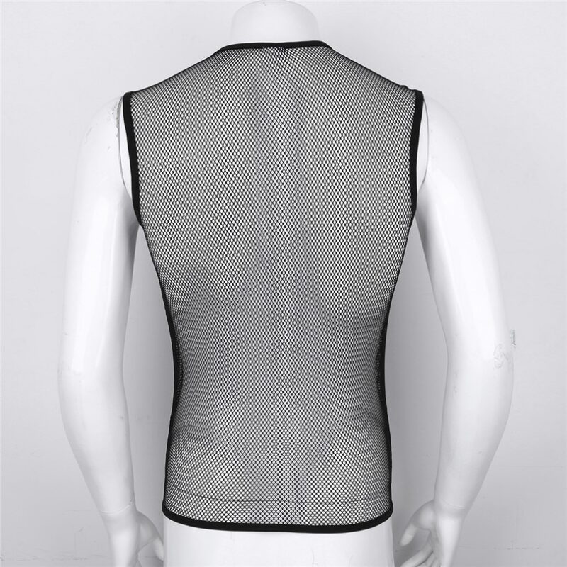 Men's Black Mesh Sexy Tank Top - Image 5