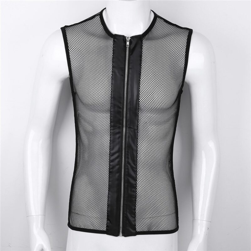 Men's Black Mesh Sexy Tank Top - Image 3