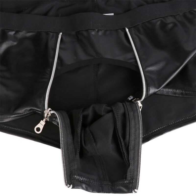 Men's Double Zip Black Leather Panties - Image 7