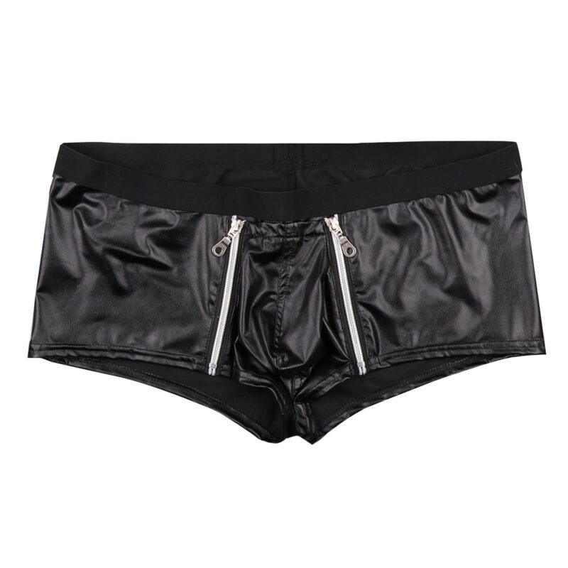 Men's Double Zip Black Leather Panties - Image 5