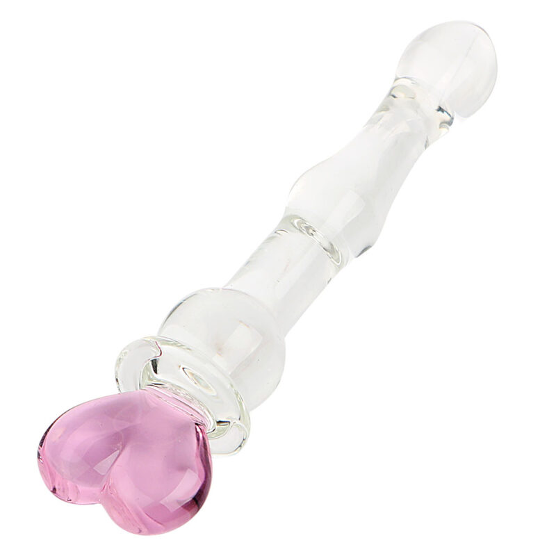 Cute Magic Wand Design Pink Glass Dildo - Image 4