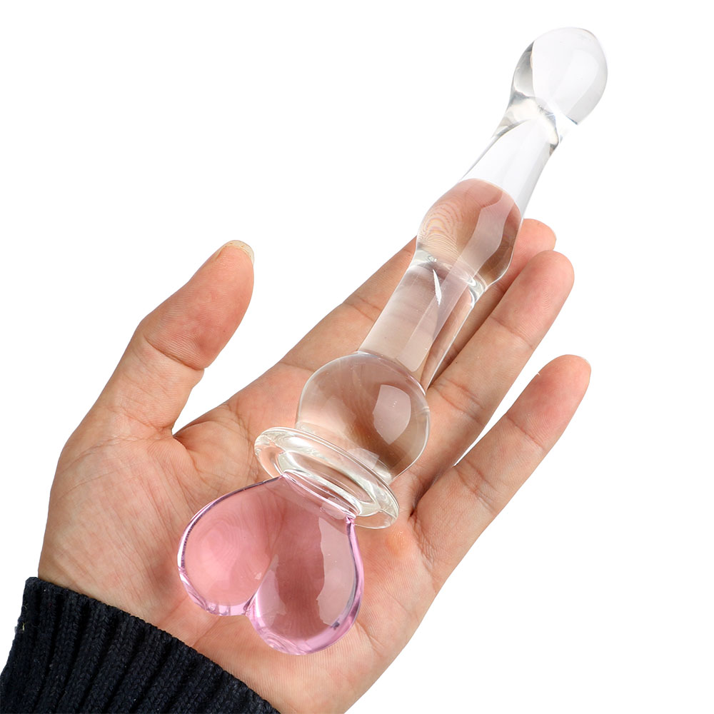 Cute Magic Wand Design Pink Glass Dildo