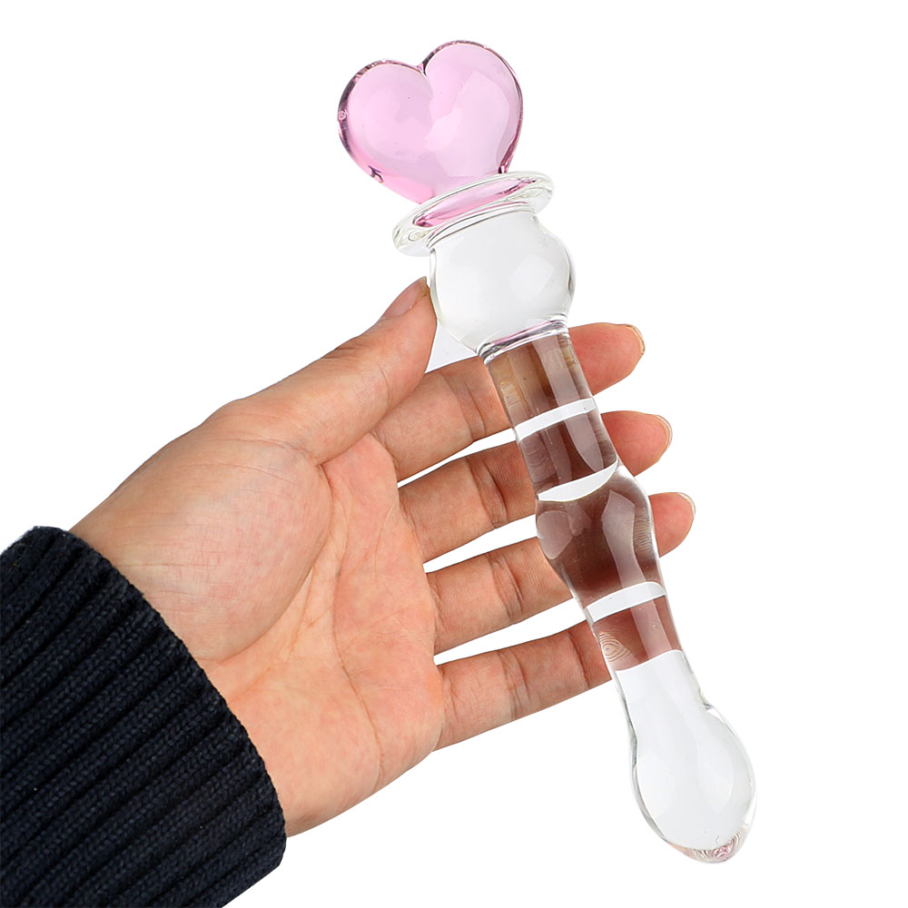 Cute Magic Wand Design Pink Glass Dildo