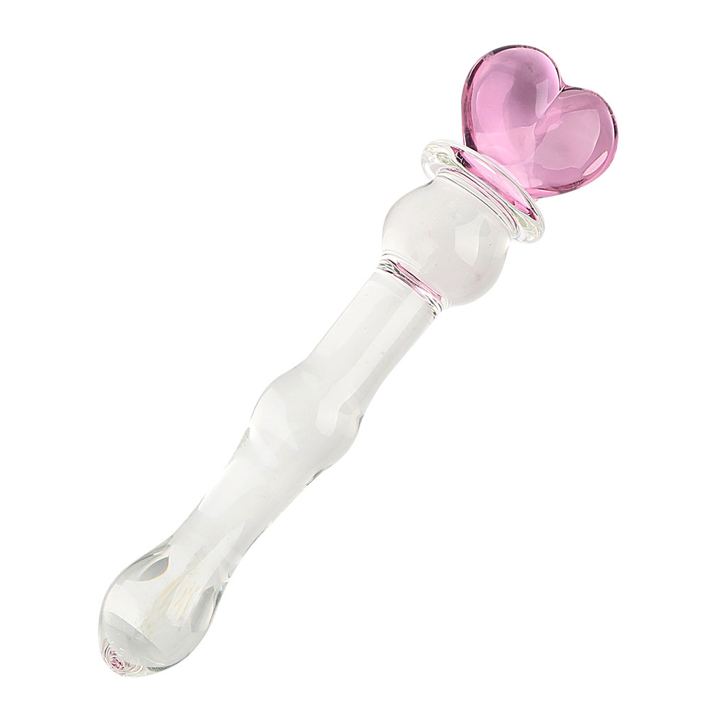 Cute Magic Wand Design Pink Glass Dildo