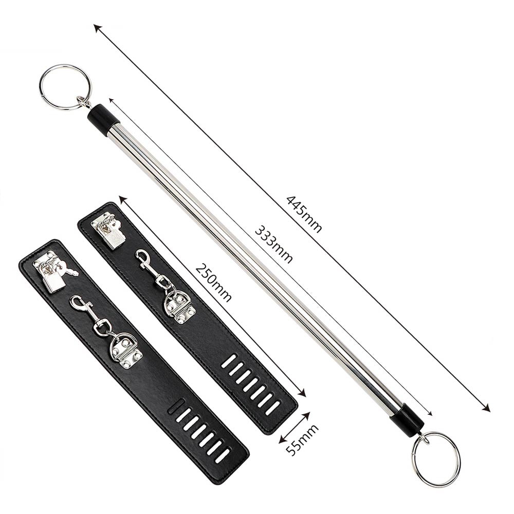 Leather and Stainless Steel Ankle Spreader Cuffs