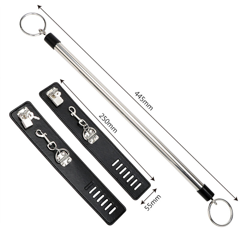 Leather and Stainless Steel Ankle Spreader Cuffs - Image 4