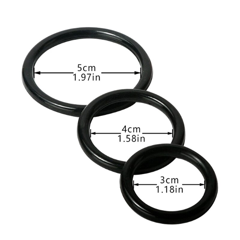 Set of 3 Black Men's Penis Rings