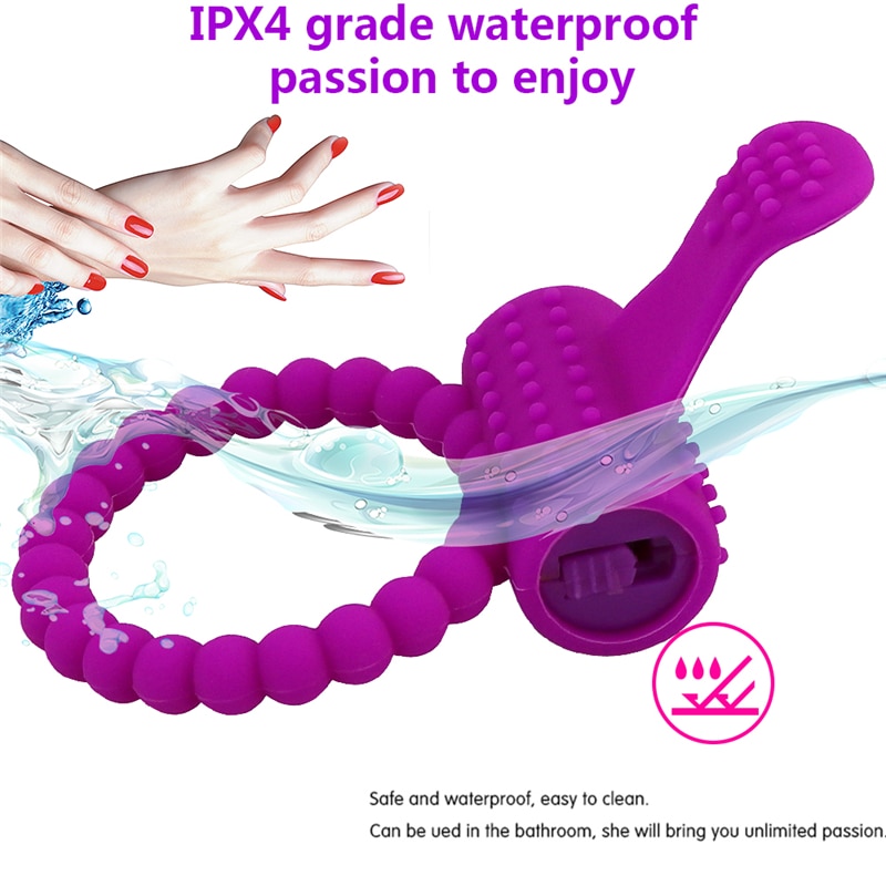 Rose / Purple Vibrating Massage Penis Sleeve