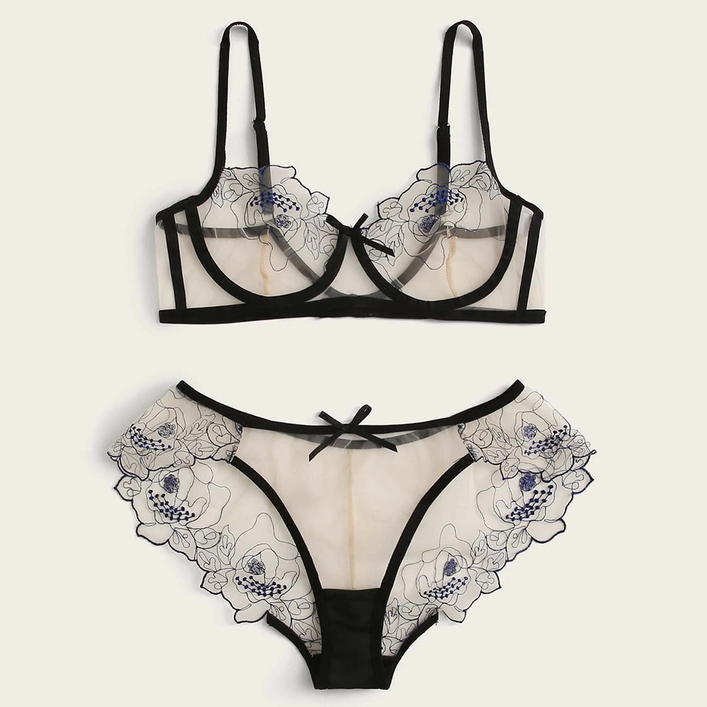 See-Through Set of Bra and Panty for Women