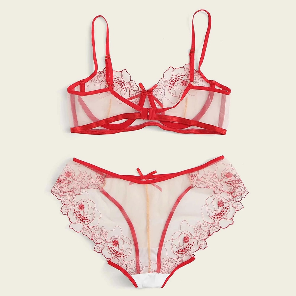 See-Through Set of Bra and Panty for Women